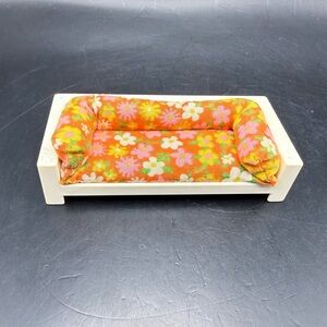 VTG 70’s Fisher-Price Decorator Set Dollhouse Orange Flower Cushion Sofa/Couch